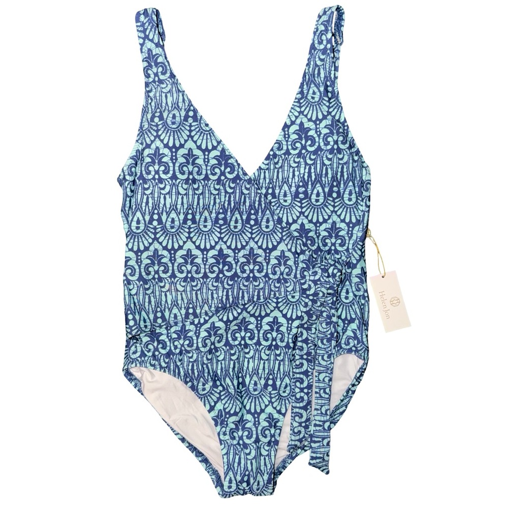Helen Jon wrap one Piece Swimsuit in Blue Pattern size XSโ